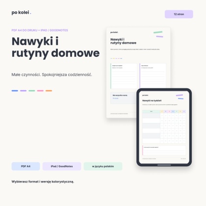 Nawyki i rutyny domowe - PDF A4 - czarno-biała