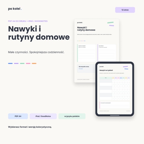 Nawyki i rutyny domowe - PDF A4 - czarno-biała