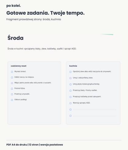 Plan tygodniowego sprzątania - PDF A4 - pastelowa