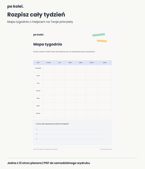 Plan tygodniowego sprzątania - PDF A4 - pastelowa
