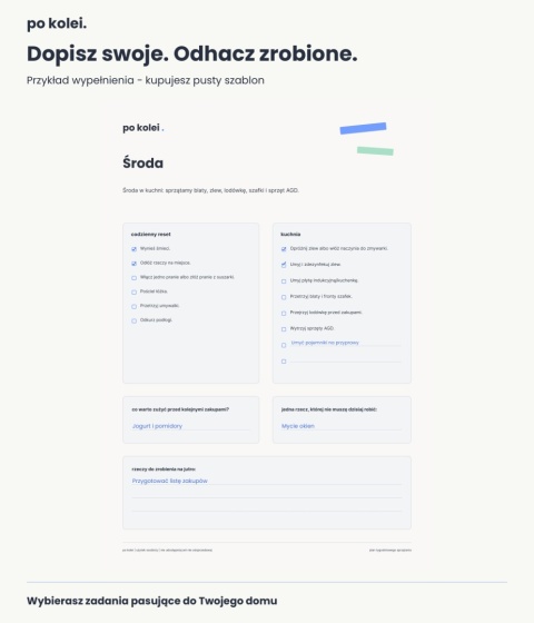 Plan tygodniowego sprzątania - PDF A4 - pastelowa