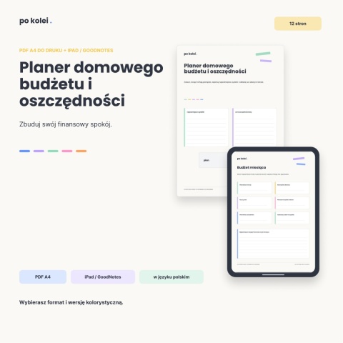 Planer domowego budżetu i oszczędności - PDF A4 - czarno-biała