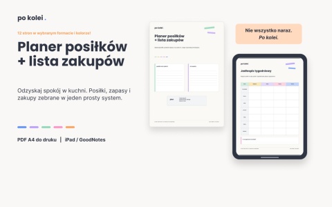 Planer posiłków i lista zakupów - PDF A4 - czarno-biała