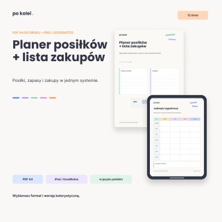 Planer posiłków i lista zakupów - iPad / GoodNotes - pastelowa