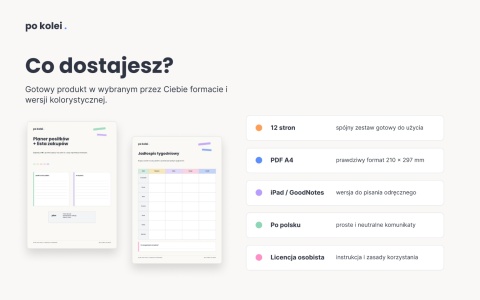 Planer posiłków i lista zakupów - iPad / GoodNotes - pastelowa